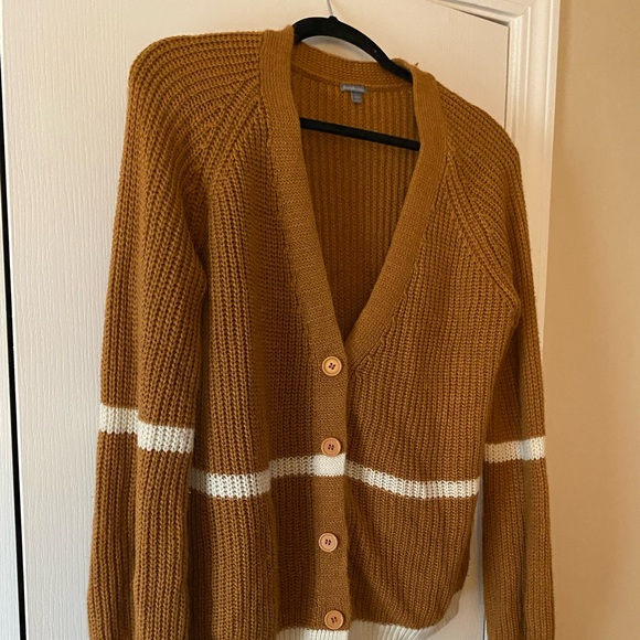 Charlotte Russe XL Cardigan White Striped Half Button Up - Picture 1 of 3